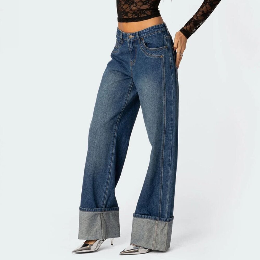 Edikted Vesper Cuffed Low Rise Jeans